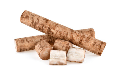 Burdock roots isolated white background.