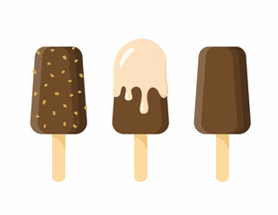 Set of ice creams with different tasties. Collection ice cream isolated on white background. Summer concept. Sweet food. Vector stock