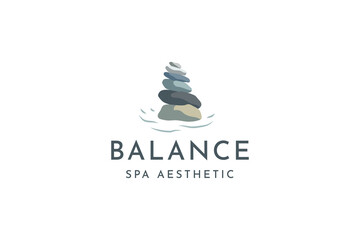 stone rock balancing logo design spa and wellness vector inspiration