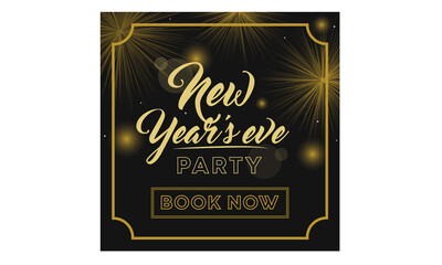 New Year's Eve Party Post with fireworks  for Instagram & Facebook