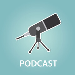 podcast concept, microphone icon- vector illustration