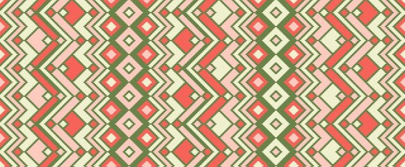 Asymmetric rhombus traditional motifs vector geometric pattern.
