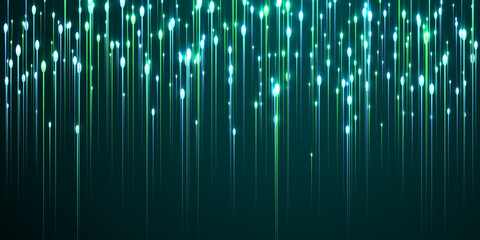 Upward glowing line streams data flows concept.