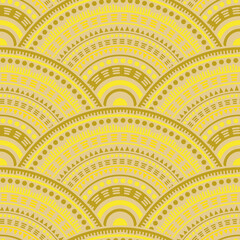 Ethnic circle shapes seamless geometric pattern.