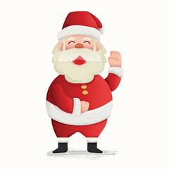Christmas vector characters Santa Claus water color, with merry christmas and happy new year greeting in a white background. Vector illustration. 