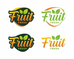 Fruit typography set logo vector