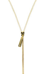 Shiny golden metal zipper isolated on white © New Africa