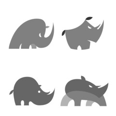 Rhino Logo Icon Symbol Vector Graphic Design Set
