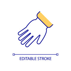 Hand RGB color icon. Touch and hold gesture. Greeting emoji. Hygiene abstract meaning sign. Isolated vector illustration. Simple filled line drawing. Editable stroke. Arial font used