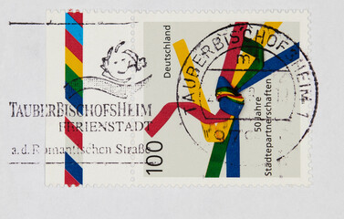 briefmarke stamp vintage retro alt old gestempelt used frankiert cancel bänder...