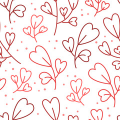 Vector background with plants in the form of hearts. Valentine's day