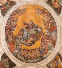 ROME, ITALY - AUGUST 29, 2021: The fresco of God the Creator on the cupola in the church Chiesa di...