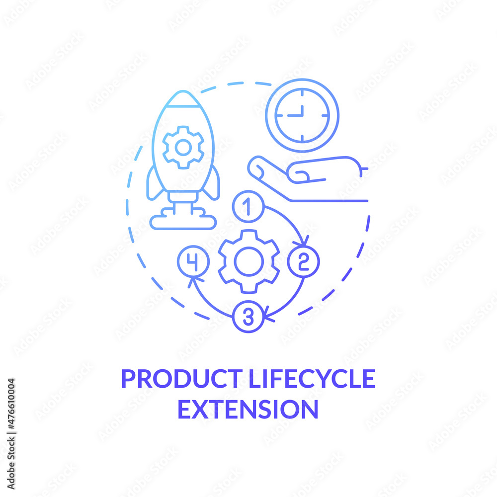 Poster product lifecycle extension blue gradient concept icon. optimizing product performance abstract idea