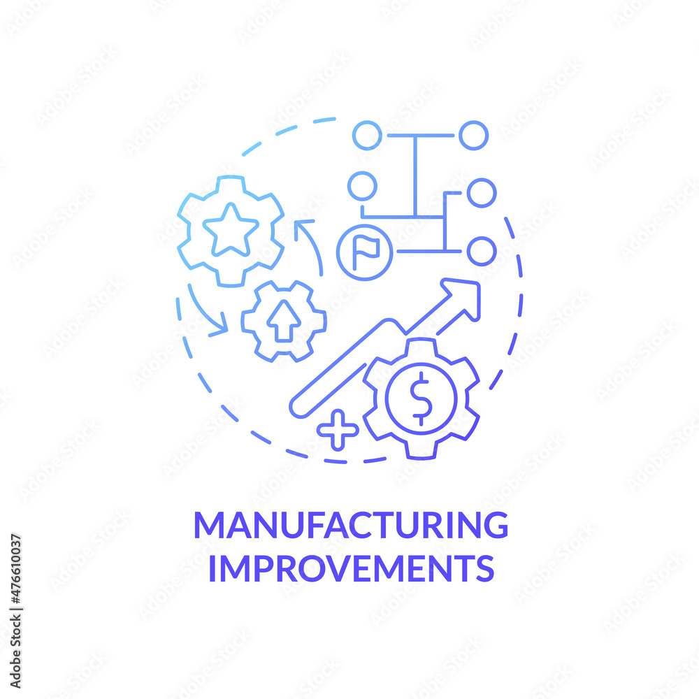 Poster manufacturing improvements blue gradient concept icon. enhancing production system abstract idea thi