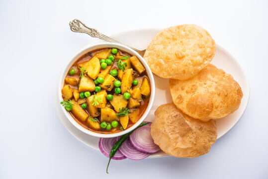 Poori Masala or potato curry with fried puri