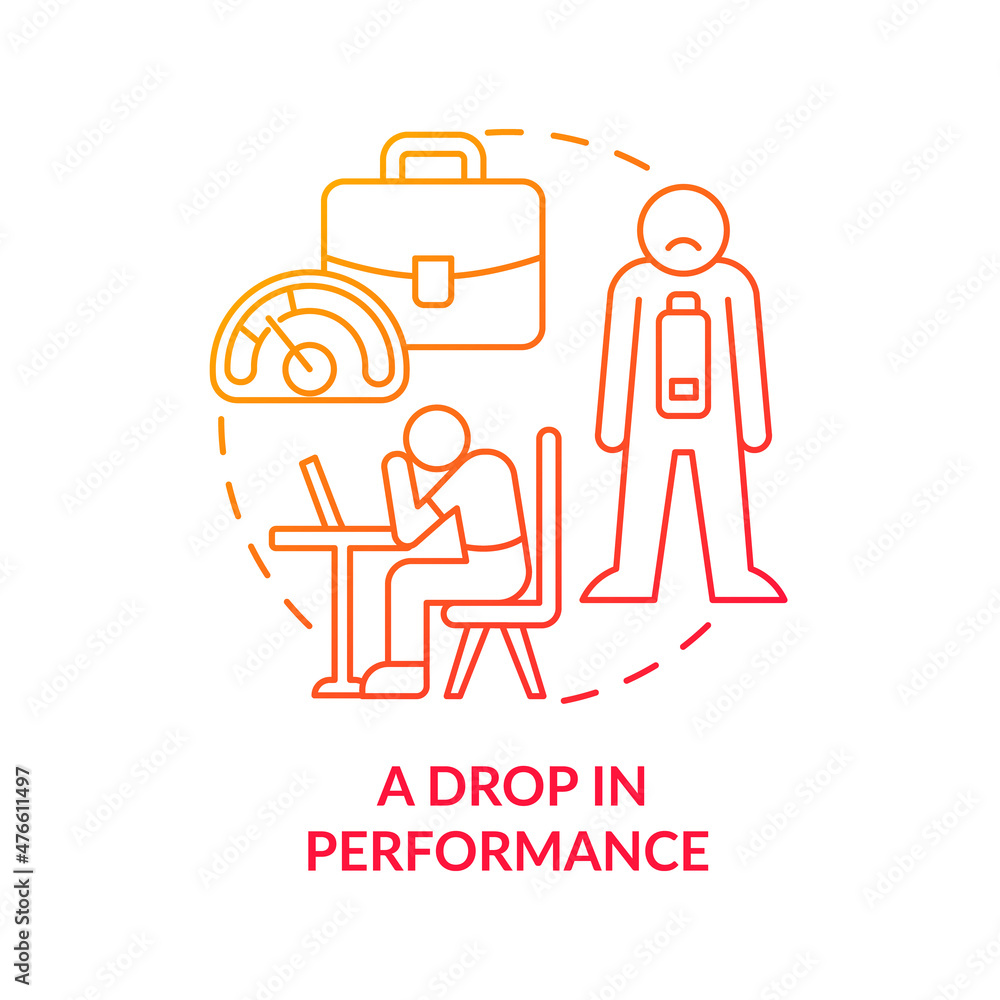 Poster drop in performance red gradient concept icon. burnout and anxiety of hard work abstract idea thin l