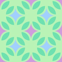 Green And Purple Fresh Vector Seamless Pattern With Geometric Shapes