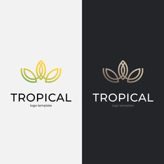 Tropical leaf line logo design. Minimal style. 