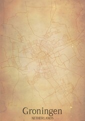 Vintage map of Groningen Netherlands. - obrazy, fototapety, plakaty