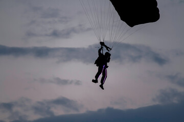 Skydiver before landing