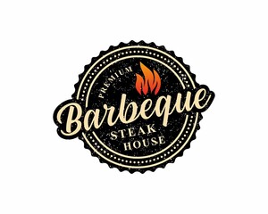 Barbeque product steak house sticker stamp logo vector