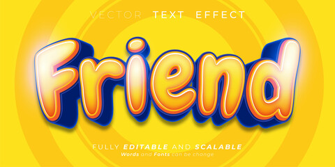 Editable text effect, Friend style illustrations