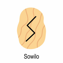 Old rune Sowilo, ancient Scandinavian alphabet vector illustration, hand drawn typography, occult letters, mystical signs, esoteric concept