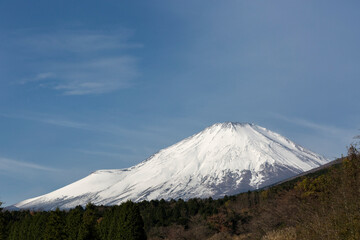 富士スピードウェイ付近から眺める晴天の富士山（2017年11月撮影）