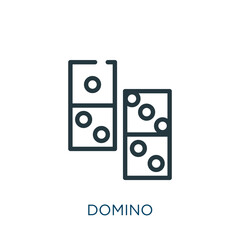 Fototapeta na wymiar domino thin line icon. game, dice linear icons from arcade concept isolated outline sign. Vector illustration symbol element for web design and apps..