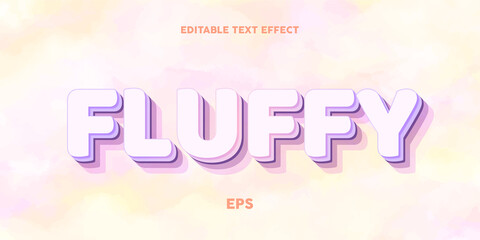 Editable Fluffy text effect, watercolor style, colorful Background