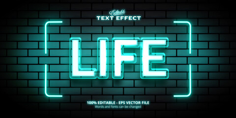 Fototapeta premium Editable Life text effect, wall texture with blue and black background