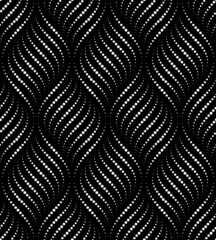 Vector geometric seamless pattern. Modern geometric background. Mesh with wavy lines of dots.