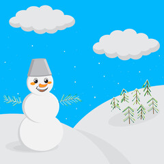Winter cartoon vector design with Snowman