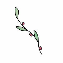 vector illustration of a branch with leaves watercolor