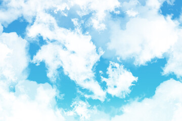 Cloudscape white texture cumulus clouds in blue sky.