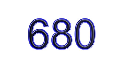 blue 680 number 3d effect white background