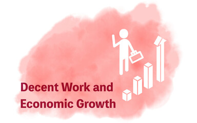 水彩風、SDGs ゴール8、働きがいも経済成長も