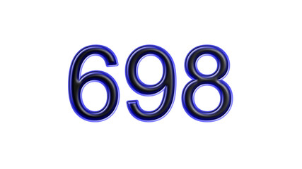 blue 698 number 3d effect white background