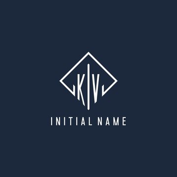 KV initial logo with luxury rectangle style design