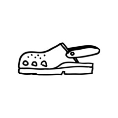 an illustration of a slipper sandal for sticker, advertisement, element design, etc. hand-drawn vector illustration in childlike stroke. the outline cartoon in a simple drawing.