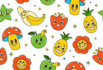 Set of Various Patches, pins, stamps or Stickers. Abstract funny cute comic Characters.