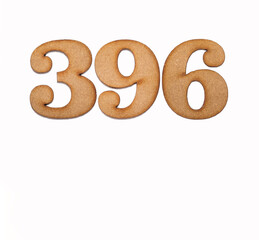 Number 396 - Piece of wood isolated on white background