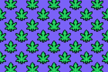 Fotobehang Marijuana leaf or cannabis leaf weed pixel art © sonia_ai