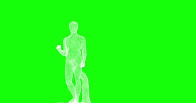 Chroma key background and classic statue 3d model in CC0 license. Vivid color and digital artifacts. Glitch error in digital footage. Concept video for NFT Art trade