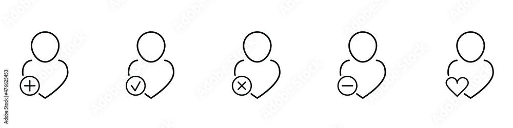 Poster web icons for social network, websites, dating, mobile apps, etc. 5 icons in line style for ui desig