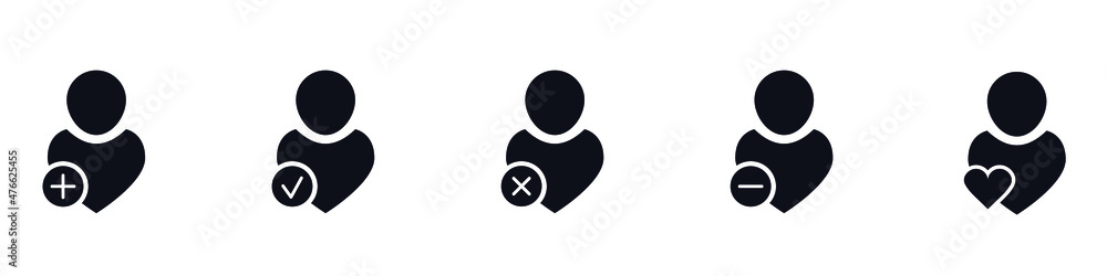 Poster web icons for websites, dating, social network, mobile apps, etc. 5 icons in solid style for ui desi