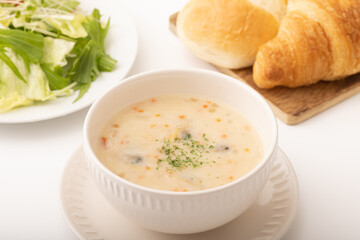 クラムチャウダー　朝食イメージ