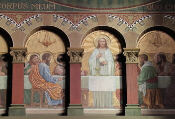 Last Supper Fresco Detail at the Saint Nicholas Basilica in Amsterdam, Netherlands