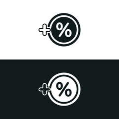 Discount bonus icon isolated of flat style design. Percentage and plus sign.