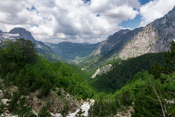 Fototapeta na wymiar Scenic landscape view on gorge in Albanian mountain